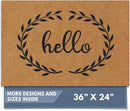 Barnyard Designs Natural Coco Coir Heavy Duty Backing Doormat - Large Cute Non-Slip Front Door Welcome Mat for Outside Entrance or Porch Entry, Brown (24x36, Hello) by CozyNest Decor