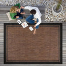 CAMILSON Indoor Outdoor Rug, 9x12 Bordered Nut Brown Black Modern Area Rugs for Indoor and Outdoor Patios, Kitchen and Hallway Mats, Washable Porch Deck Outside Carpet (Border Nut Brown Black, 9 x 12) by CozyNest Decor