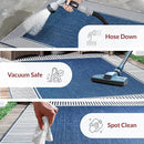 nuLOOM 6' 7" x 9' Outdoor Area Rug, Casual Design With Striped Border, Stain Resistant, Highly Durable, For Patio, Balcony, Bedroom, Living Room, Dining Room, Bathroom, Navy by CozyNest Decor