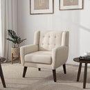 UIXE Accent Chair, Modern Upholstered Armchair in Fabric for Living Room, Comfy Club Arm Chairs Single Sofa Button Tufted Bedroom Reading Seat - White, Set of 1 by CozyNest Decor