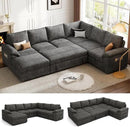 108 Inch Sectional Sleeper Sofa with Pull Out Bed,U Shaped 7 Seat Modular Sectional Sofa with Storage,Sectional Couches for Living Room,Cloud Modular Couch,Removable Sofa Cover,Dark Grey by CozyNest Decor