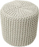 REDEARTH Cylindrical Hand Knitted Pouf - Foot Stool Ottoman - Cord Boho Pouffe - Cotton Round Poof for Home Decor - Living Room - Nursery - Bedroom - Patio (16" x 16" x 16") - Ivory by CozyNest Decor