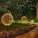 LIGHTSHARE 10IN 48LED Light Ball Yard Decoration Pathway Lights Sphere Light with Fold Flat Metal Frame Indoor Outdoor Waterproof Garden Lights, Brown Frame / Warm White Lights, 10 by GreenHaven Gardens