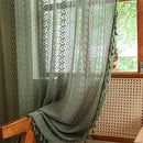 Sutuo Home Olive Green Boho Curtains 108 inches Long, Crochet Lace Sheer Bohemian Hollow Knitted Cute Tassels, Vintage Farmhouse for Bedroom Living Room Nursery Room, 1 Panel 59" W x 108" L by CozyNest Decor