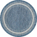 Unique Loom Outdoor Border Collection Area Rug - Soft Border (5' Round Blue/Ivory) by GreenHaven Gardens