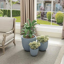 Kante 18",14",10" Dia Concrete Round Planters (Set of 3), Outdoor Indoor Large Planter Pots with Drainage Hole and Rubber Plug for Home Patio Garden, Gray by GreenHaven Gardens