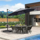 PURPLE LEAF 11 Feet Patio Umbrella with Base Outdoor Cantilever Round Umbrella Aluminum Offset Umbrella with 360-degree Rotation for Garden Deck Pool Patio, Grey by GreenHaven Gardens