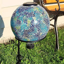 Sunnydaze Azul Terra 10" Crackled Glass Garden Gazing Globe with LED Solar Light - Set of 2 by CozyNest Decor