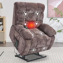 Lay Flat Recliner with Vibration Massage and Lumbar Heating, 26" Wide Recliner with Infinite Position and 2 Remote Controls, Soft Chenille Lift Chair for Living Room, Chocolate by CozyNest Decor