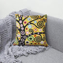 Klimt Yellow Tree of Life Pillow Cover Gold Floral Pillowcase Flower Botanical Gold Accent Suzani Sofa Cushions Kids Room Cushions Hand Embroidered Wool Size - 18x18 by CozyNest Decor