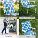 Lawn Chair USA Folding Aluminum Outdoor Patio Lawn Chair | Heavy-Duty Webbed Chairs for Camping, Sports, Beach, Yard & Tailgating | Lightweight Portable | Classic - Black with Black Arms
