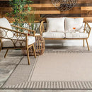 nuLOOM 4' x 6' Outdoor Area Rug, Casual Design with Striped Border, Stain Resistant, Highly Durable, for Patio, Balcony, Bedroom, Living Room, Dining Room, Bathroom, Light Grey by CozyNest Decor