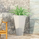 Christopher Knight Home Jorine Tapered Planter, Cast Stone Plant Pot, Lightweight Concrete Urban Planter, Standing Urn, Patio Garden Pot for Entryway Poolside, No Assembly Needed, 13" Matte White by CozyNest Decor