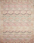 Loloi Layla Collection LAY-17 Pink/Lagoon 2'-6" x 12'-0" .13" Thick Runner Rug, Soft, Durable, Vintage Inspired, Distressed, Low Pile, Non-Shedding, Easy Clean, Printed, Living Room Rug by CozyNest Decor