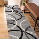 Rugshop Modern Wavy Circles Design Runner Rug 2' x 10' Gray by TinyTreasures Baby Boutique