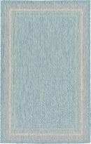 Unique Loom Outdoor Border Collection Area Rug - Soft Border (5' 1" x 8' Rectangle, Aquamarine/ Ivory) by GreenHaven Gardens