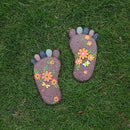 Stepping Stones Outdoor - Garden Decorative Stones for Patio, Deck, Garden or Sidewalk Home Decor Footprint Shaped Stepping Stones Set of 2 （Dark Brown） by CozyNest Decor
