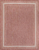 Unique Loom Outdoor Border Collection Area Rug - Soft Border (7' 10" x 10' Rectangle Rust Red/Ivory) by GreenHaven Gardens