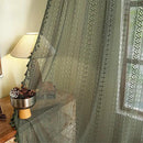Sutuo Home Olive Green Boho Curtains 108 inches Long, Crochet Lace Sheer Bohemian Hollow Knitted Cute Tassels, Vintage Farmhouse for Bedroom Living Room Nursery Room, 1 Panel 59" W x 108" L by CozyNest Decor