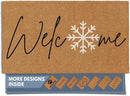 Barnyard Designs Natural Coco Coir Christmas Doormat - Large Cute Non-Slip Heavy Duty Backing Door Mat for Outside Entrance or Porch Entry, Brown (17x30, Winter Snowflake) by CozyNest Decor