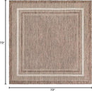 Unique Loom Outdoor Border Collection Area Rug - Soft Border (6' 1" Square Brown/Ivory) by GreenHaven Gardens
