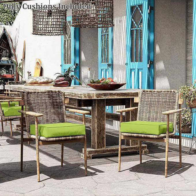 Patio Chair Cushions 19 X 19 X 4 Inch Waterproof Outdoor Seat Cushions for Patio Furniture, Outdoor Sofa Couch Pads with Ties & Handle, Set of 2, Grass Green, photo 7 of 7