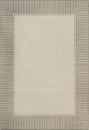 nuLOOM 5' x 8' Outdoor Area Rug, Casual Design With Striped Border, Stain Resistant, Highly Durable, For Patio, Balcony, Bedroom, Living Room, Dining Room, Bathroom, Light Grey by CozyNest Decor