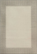 nuLOOM 4' x 6' Outdoor Area Rug, Casual Design with Striped Border, Stain Resistant, Highly Durable, for Patio, Balcony, Bedroom, Living Room, Dining Room, Bathroom, Light Grey by CozyNest Decor