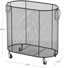 Deco 79 Metal Storage Cart Oval Mesh Wire Rolling Laundry with Ring Handles, 21" x 12" x 21", Black by GreenHaven Gardens