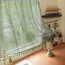Sutuo Home Boho Valance Curtains for Kitchen Cafe,Crochet Lace Sheer Bohemian Hollow Knitted with Tassels, Privacy Vintage Rustic Farmhouse Drapes, Rod Pocket 1 Panel 59" W x 18" L, Olive Green by CozyNest Decor