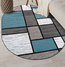 Rugshop Contemporary Modern Boxes for Home Office,Living Room,Bedroom,Kitchen Non Shedding Oval Area Rug 5' x 7' Blue by TinyTreasures Baby Boutique