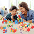 Atoylink ABC Wooden Building Blocks for Toddlers 1-3, 30 Pcs Alphabet & Number Stacking Toys with Storage Pull Toy Car Learning & Education Montessori Toys for 1 2 3 Year Old Baby Boy Girl Gifts by TinyTreasures Baby Boutique