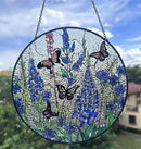 7.8'' Lavender Monarch Butterfly Suncatcher Stained Glass - Monarch Lavender Originally Designed Butterfly Suncatchers for Sun Catchers Indoor Window | Beautiful Gifts for Butterfly Lovers by GreenHaven Gardens