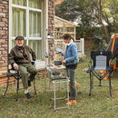EVER ADVANCED Portable 30.7" Seat Height Tall Folding Chair Directors Chair High Foldable Bar Stool with Side Table for Makeup Artist, Camping, Sports Event, Craft Show, Supports 350LBS Blue Grey by GreenHaven Gardens