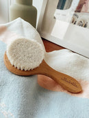 3 Piece Wooden Baby Hair Brush and Comb Set for Newborns & Toddlers in Chic Gift Box - Ultra Soft Natural Goat Hair and Wood Baby Brush Set Prevents Cradle Cap - Perfect Registry Gift (Sage) by TinyTreasures Baby Boutique