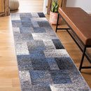 Rugshop Modern Distressed Boxes Runner Rug 2' x 7' Blue by TinyTreasures Baby Boutique