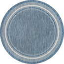 Unique Loom Outdoor Border Collection Area Rug - Soft Border (7' 10" Round, Blue/ Ivory) by GreenHaven Gardens