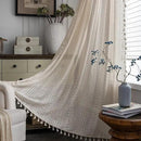 Sutuo Home Beige Boho Curtains Crochet Lace Semi-Sheer Bohemian Hollow Knitted Handmade Tassels, Rod Pocket Window Treatment Vintage Rustic Farmhouse Drapes for Glass Slide Door, 1 Panel 59" W x 90" L by CozyNest Decor
