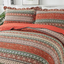 NEWLAKE Cotton Bedspread Quilt Sets - Reversible Patchwork Coverlet Set, Red Striped Jacquard Pattern, Oversized King Size by CozyNest Decor