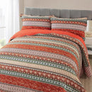 NEWLAKE Cotton Bedspread Quilt Sets - Reversible Patchwork Coverlet Set, Red Striped Jacquard Pattern, California King Size by CozyNest Decor
