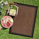 CAMILSON Indoor Outdoor Rug, 9x12 Bordered Nut Brown Black Modern Area Rugs for Indoor and Outdoor Patios, Kitchen and Hallway Mats, Washable Porch Deck Outside Carpet (Border Nut Brown Black, 9 x 12) by CozyNest Decor