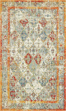 Unique Loom Rosso Collection Vintage, Traditional, Bohemian, Geometric, Distressed, Southwestern Area Rug, 5' 0" x 8' 0", Beige/Orange by CozyNest Decor