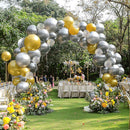 JOYIN 150 Pcs Metallic Silver Balloons, Different Sizes 18 12 10 5 Inch Silver Latex Balloon Arch Kit with Instruction for Birthday Party Graduation Wedding Holiday Decoration by TinyTreasures Baby Boutique