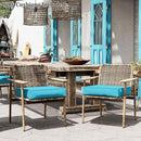Patio Chair Cushions 24 X 24 X 5 Inch Waterproof Outdoor Seat Cushions for Patio Furniture, Outdoor Sofa Couch Pads with Ties & Handle, Set of 2, Lake Blue by GreenHaven Gardens