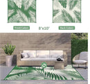 GENIMO Outdoor Rug 8' x 10' Waterproof for Patios Clearance, Reversible Outdoor Plastic Straw Camping Rug Carpet, Large Area Rugs Mats for RV, Picnic, Backyard, Deck, Balcony, Porch, Dark Green&White by CozyNest Decor