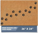 Barnyard Designs Natural Coco Coir Heavy Duty Backing Doormat - Large Cute Non-Slip Front Door Welcome Mat for Outside Entrance or Porch Entry, Brown (24x36, Paws) by CozyNest Decor