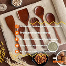 Riveira Set of 6 Premium Brown Bamboo Cooking Utensils - Bamboo Utensils for Cooking - Non-Toxic Kitchen Set - Wooden Kitchen Utensils for Non-Stick Cookware by CozyNest Decor