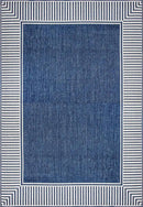 nuLOOM 2' x 3' Outdoor Area Rug, Casual Design With Striped Border, Stain Resistant, Highly Durable, For Patio, Balcony, Bedroom, Living Room, Dining Room, Bathroom, Navy by CozyNest Decor