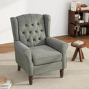 UIXE High Back Accent Chair, Fabric Upholstered Armchair for Living Room, Retro Wingback Arm Chair Comfy Single Sofa Bedroom Reading Seat with Solid Wooden Legs - Gray by CozyNest Decor