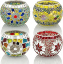 SHMILMH Glass Candle Holder Set of 4, Diwali Gift Votive Candle Holders Handmade Mosaic Glass Tealight Holders Diwali Christmas Table Decorations for Home by CozyNest Decor